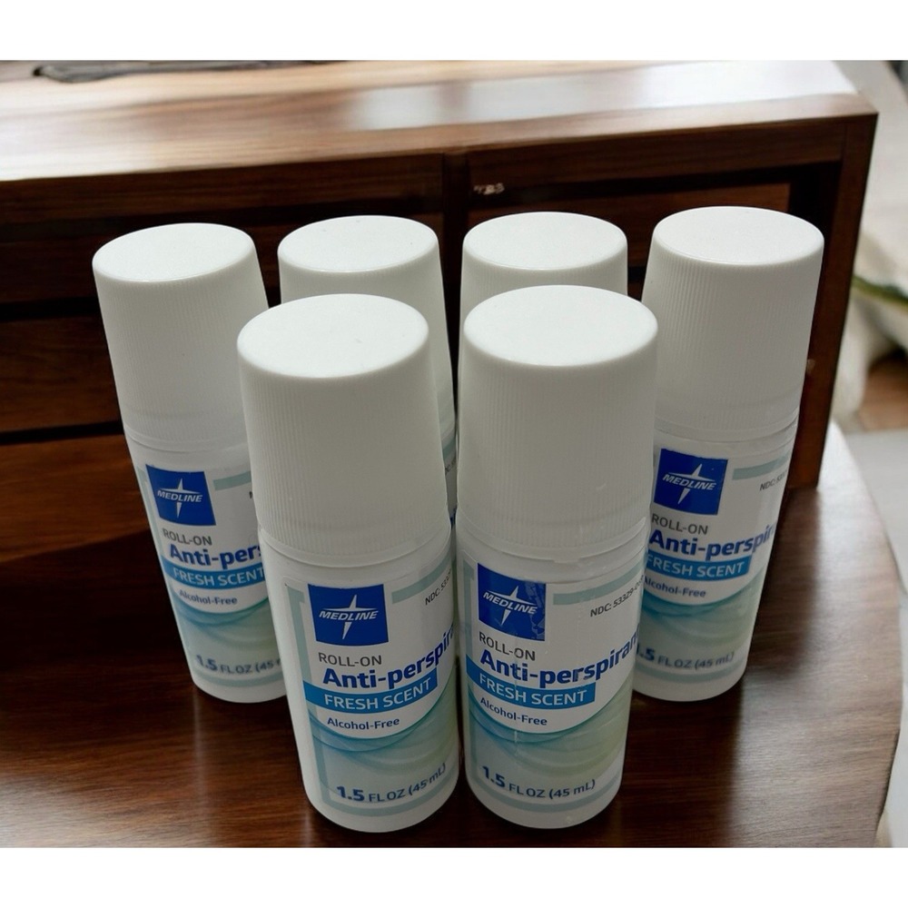6 Medline Roll On Anti-Perspirant Fresh Scent Alcohol Free 1.5 FL‎ OZ EXP 01/27